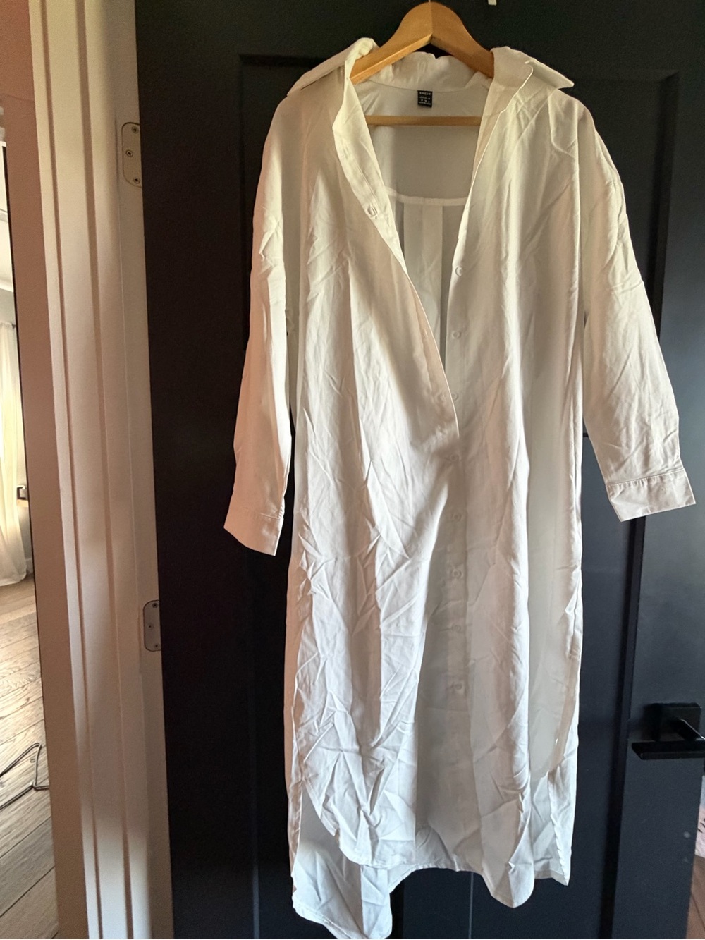 SHEIN White Collared Button Shirt Dress
